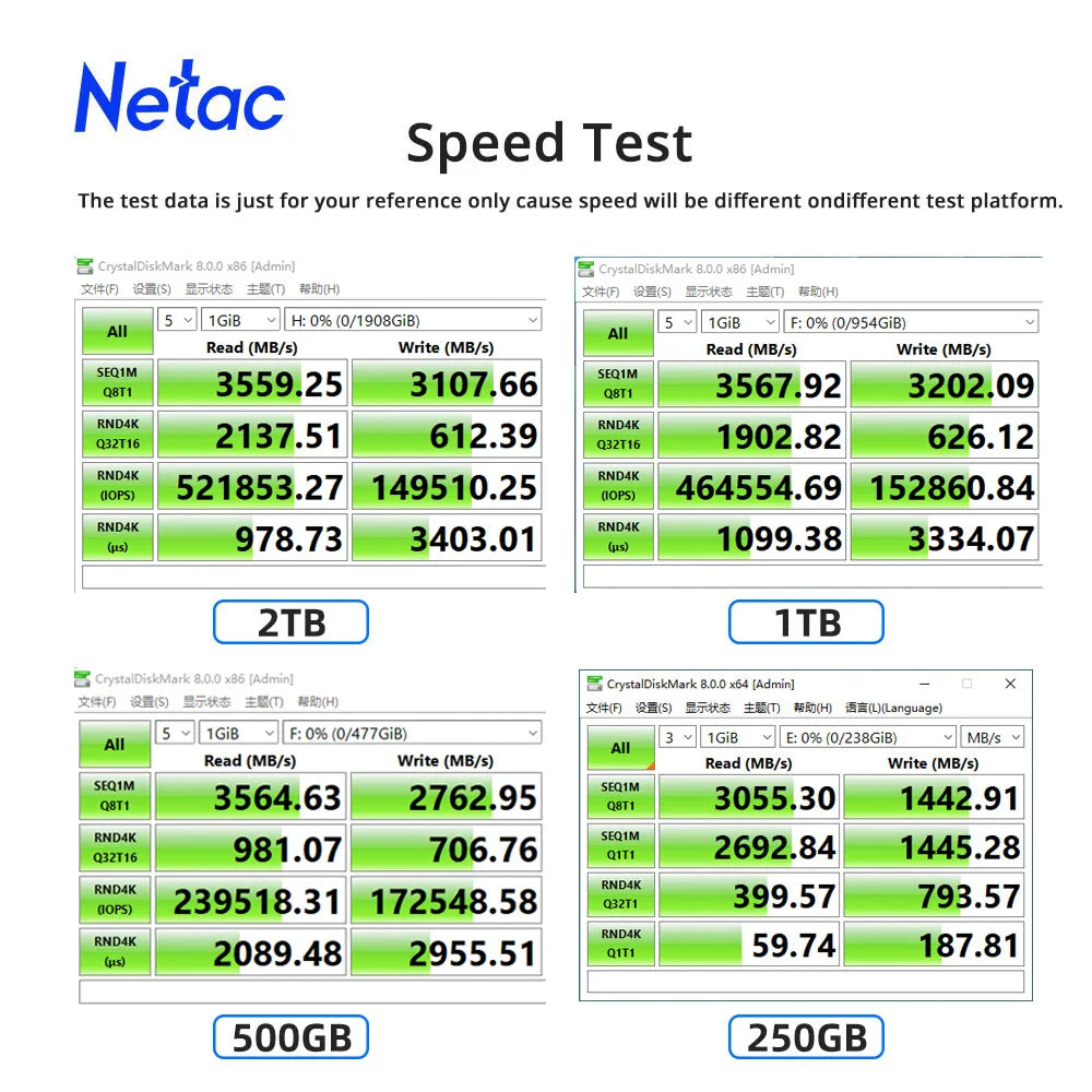 Netac M.2 SSD 500GB 1TB SSD NVMe Hard Drive 250GB M2 PCIe3.0 Internal Solid Disk with Graphene Heat Sink for Desktop Laptop