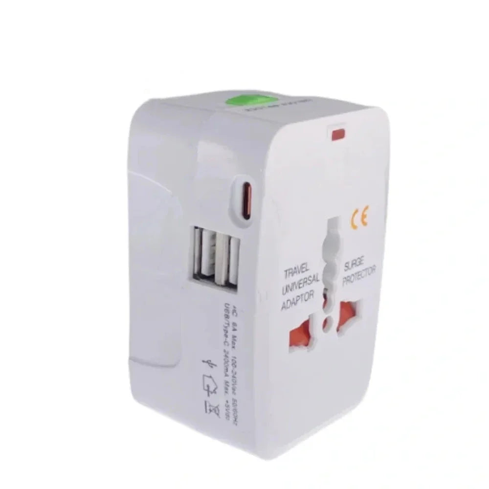 All-in-One International Plug Adapter – Universal Travel Power Converter with 2 USB & Type-C Ports (AU/US/UK/EU)