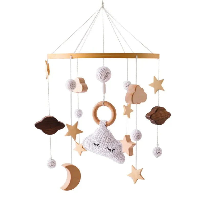 Wooden Baby Crib Mobile with Music Box Bell