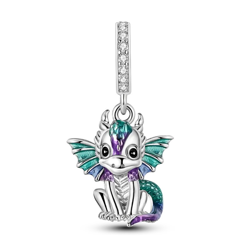 925 Sterling Silver Pink Butterfly & Luminous Firefly Charm – Dangle Bead for Bracelet or Necklace | Elegant DIY Jewelry Gift for Women