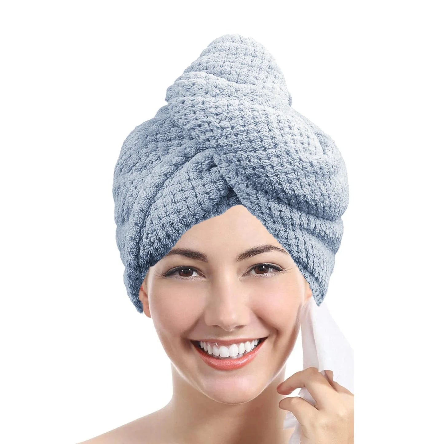 Absorbent Hair Towel Wrap – Quick-Dry Textured Cap for Women