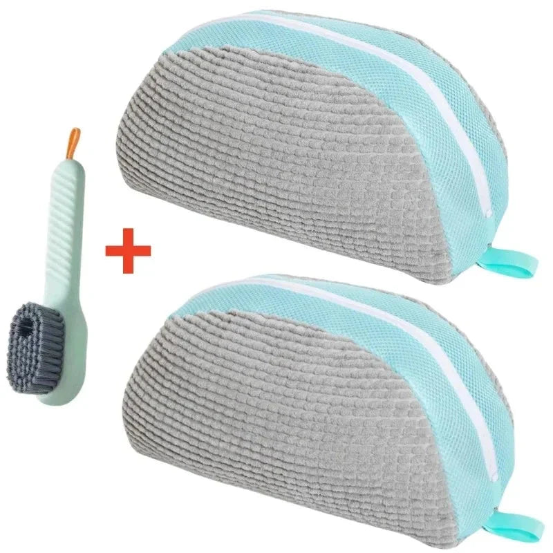 Shoe Washing Machine Bag with Brush Set – Durable Laundry Cleaner (1–4PCS)