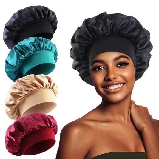 Women’s Satin Bonnet – Wide-Brim Night Sleeping & Hair Care Cap