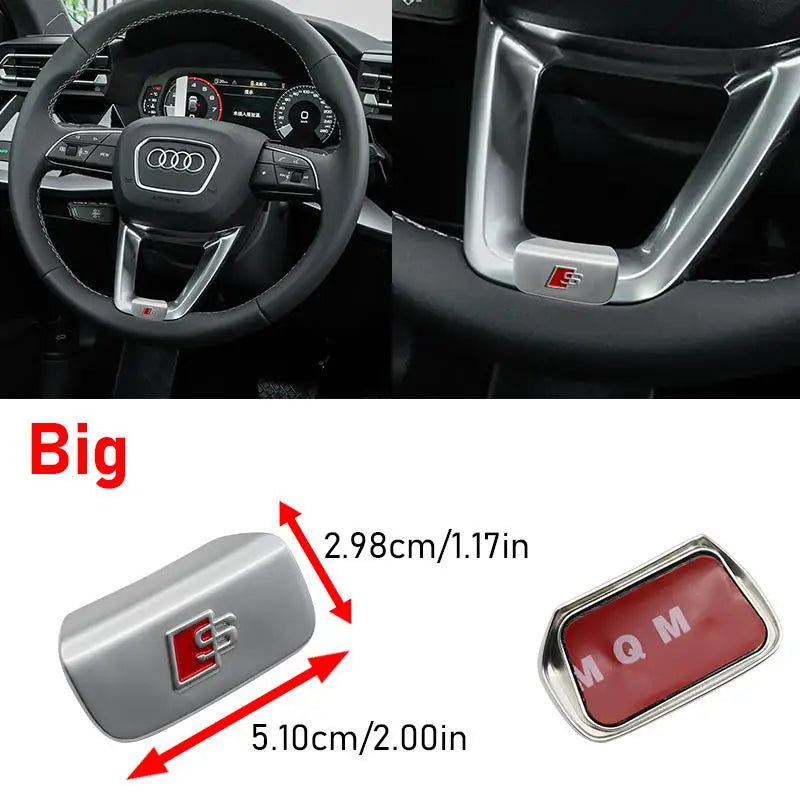 3D Metal Car Steering Wheel Emblem Sticker Interior Badge Accessories For Audi S Line A3 A4 A5 A6 A7 S3 Q5 Q7 Q2 Q3 S3 S4 S8 A8