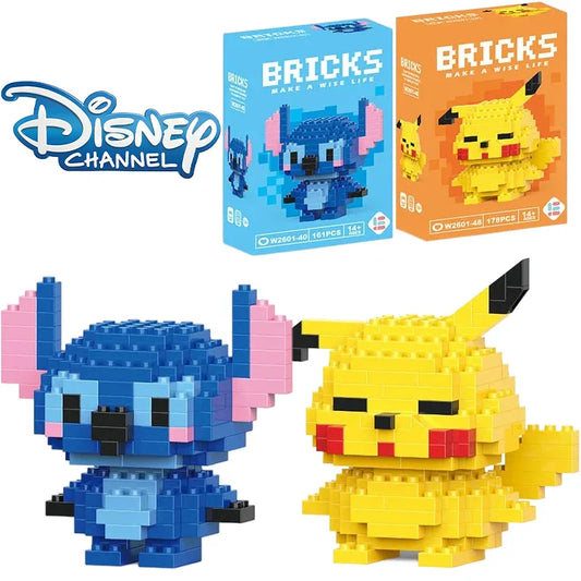 Disney Lilo & Stitch & Pokémon Pikachu Building Blocks – Cute Anime Cartoon Model Toy Set for Kids | Creative Educational Gift for Children