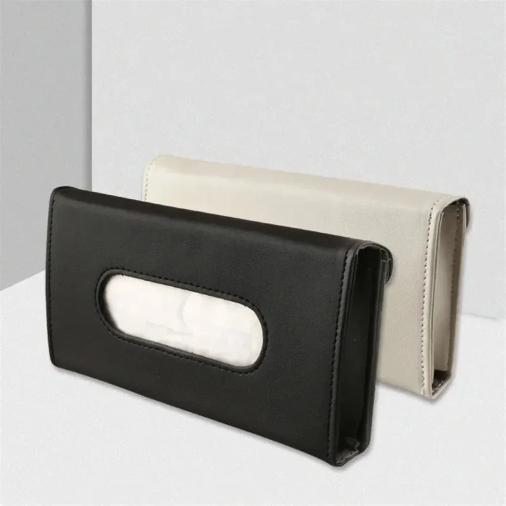 New PU Leather Tissue Box Auto Car Truck Sun Visor Hanging Holder Car Tissue Boxes Auto Interior Storage Decoration Accessories