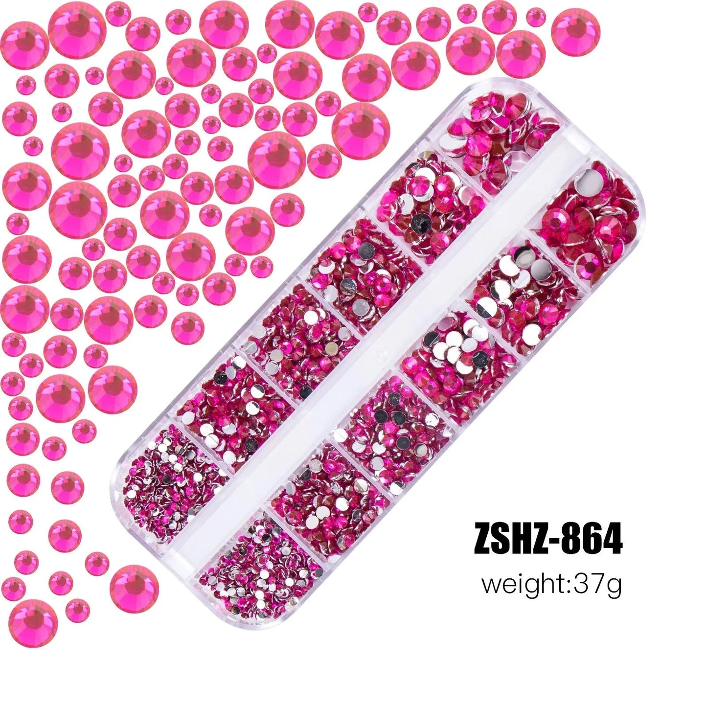 2400+ Shiny Clear Crystal Nail Rhinestones - Mixed Sizes & Shapes Flatback Gems