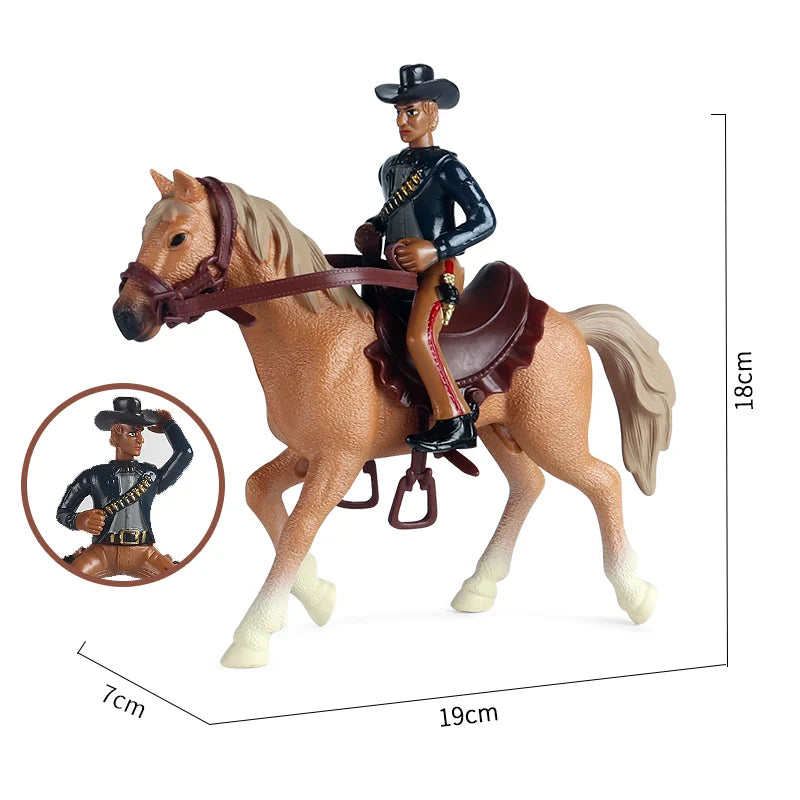 Oenux Farm Stable House Model Action Figures Emulational Horseman Horse Animals Playset Figurine Cute Educational Kids Toy Gift