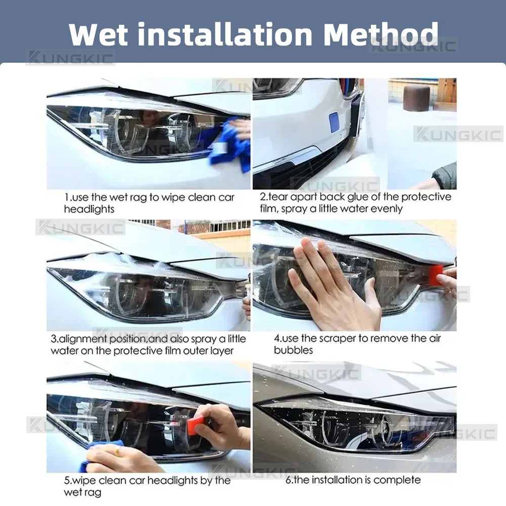 6Pcs Car Headlight Protective Film For Skoda Octavia 3 Facelift 2017 2018 2019  Smoked Black Tint Wrap TPU Sticker