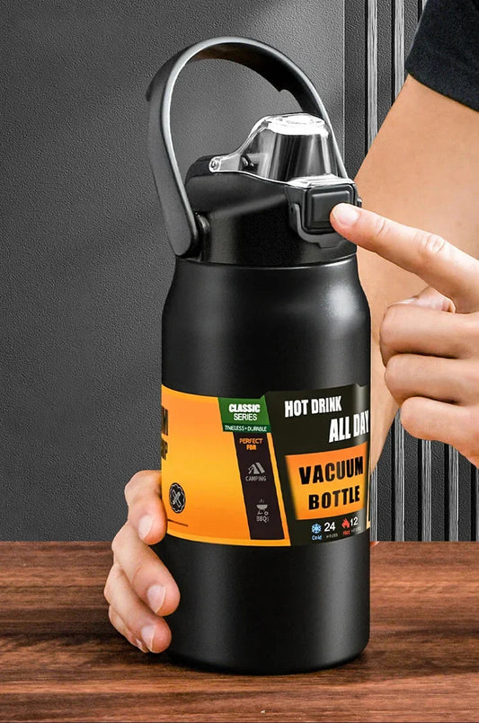Stainless Steel Insulated Water Bottle with Straw (40oz) | Keeps Drinks Cold for 24 Hrs & Hot for 8 Hrs | Leakproof Vacuum Flask for Sports & Travel