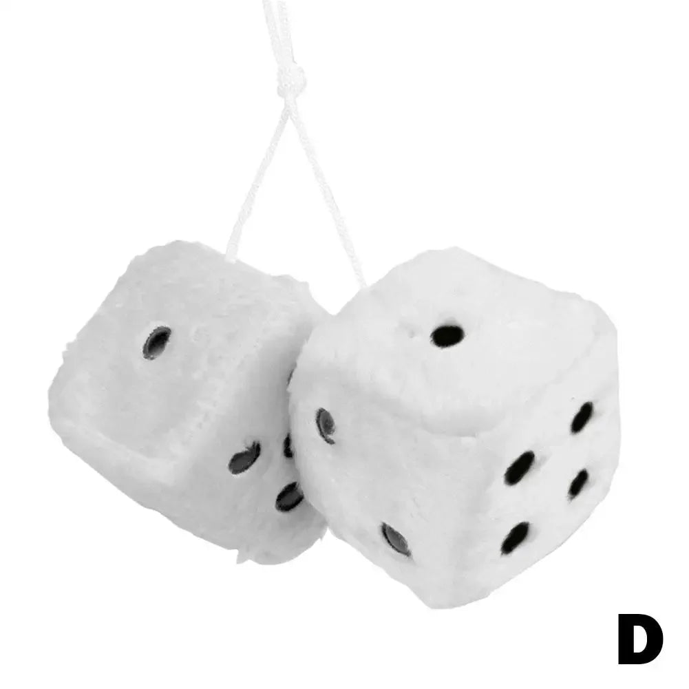 Fuzzy Plush Dice for Car Mirror Pair of Retro Pink Dice with White Dots for Car Interior Hanging Ornament Decoration