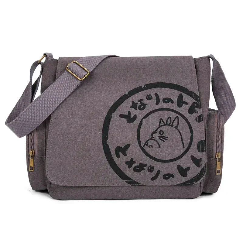 Vintage Cartoon Canvas Messenger Bag – Large Capacity Tote Handbag