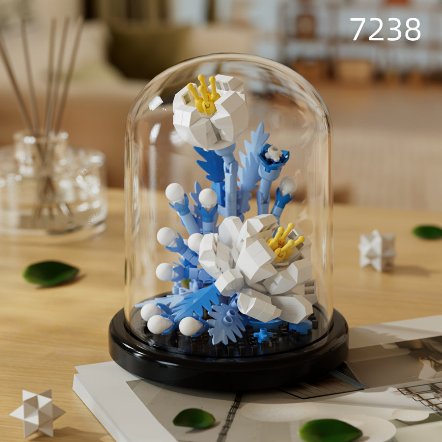 DIY Flower Building Blocks Set - Romantic Proposal Decor, Desktop Ornament & Puzzle Toy, Perfect Birthday Gift Ramadan Mubarak