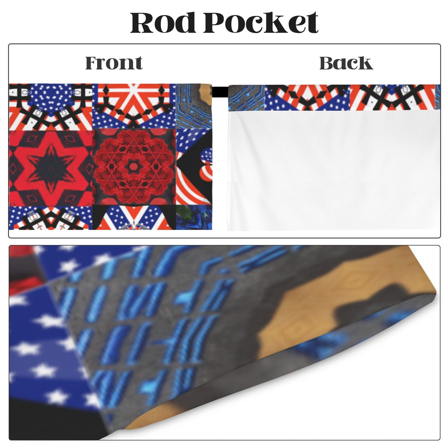4th of July Pattern Window Curtain 52"x63" (2-Piece)(Made in USA)