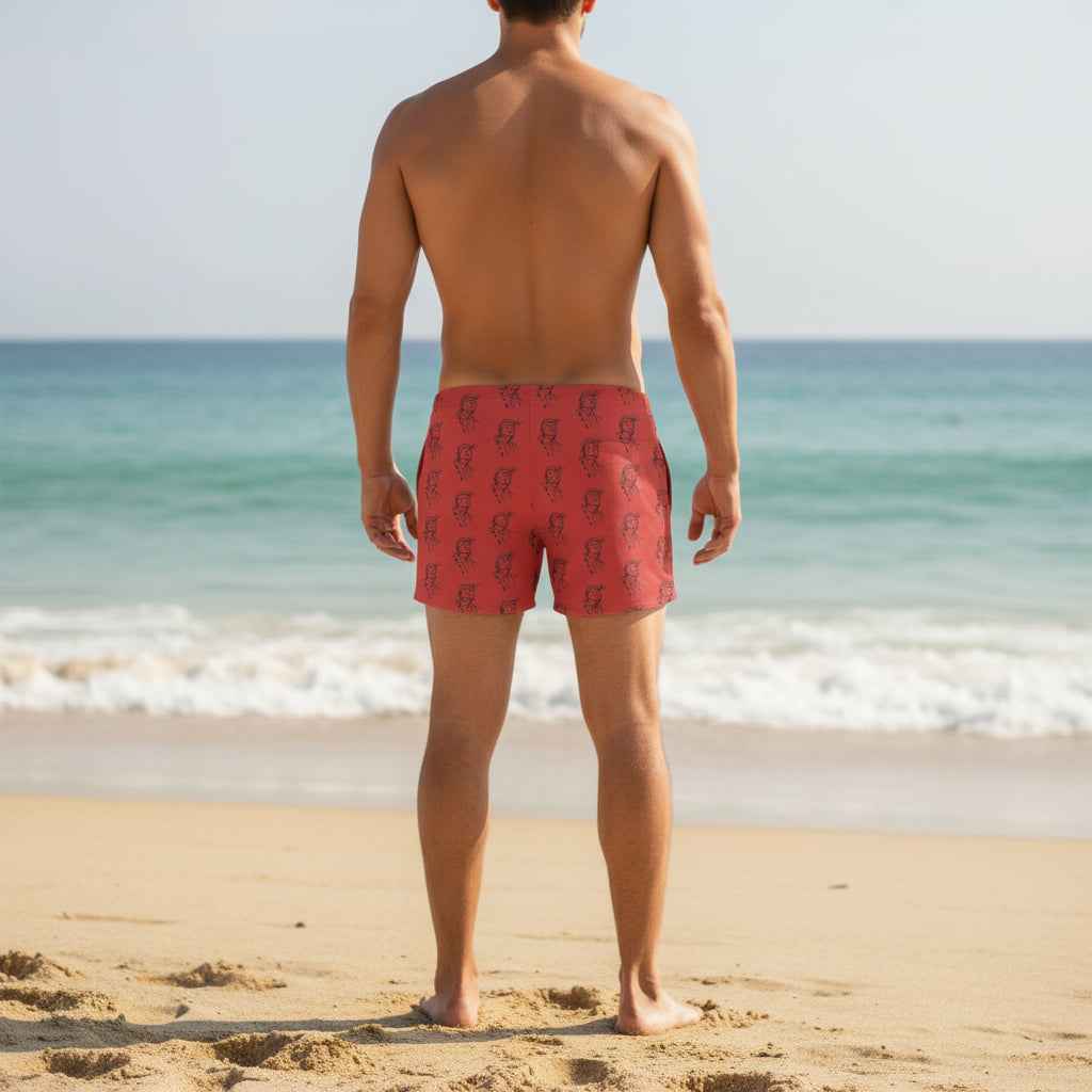 USA Swoop Men’s Swim Trunks – Red Statement Swim Shorts