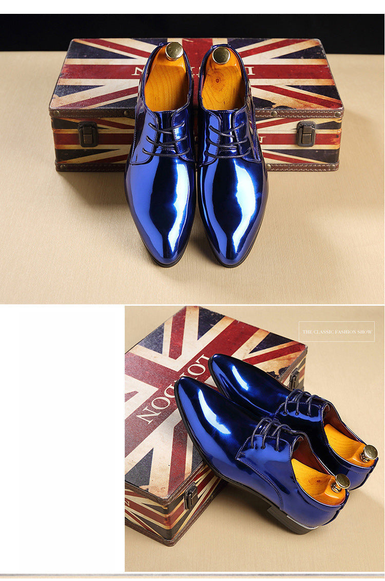 British Pointed Leather Shoes Men's Fashion Bright Leather Men's Shoes Foreign Trade Leather Shoes Amazon Wish LAZADA