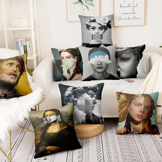 Abstract Artistic Figures Poster Printed Pillowcase Vintage England Style Art Posters Style Pillow Covers Decorative Cushion Cover Cushion Decorative Pillows