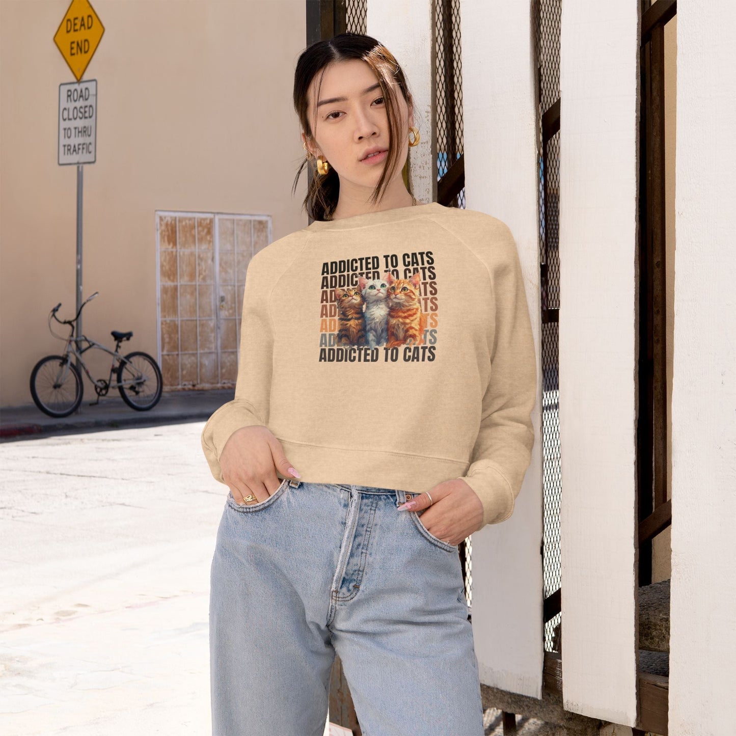 Addicted to Cats Cropped Pullover