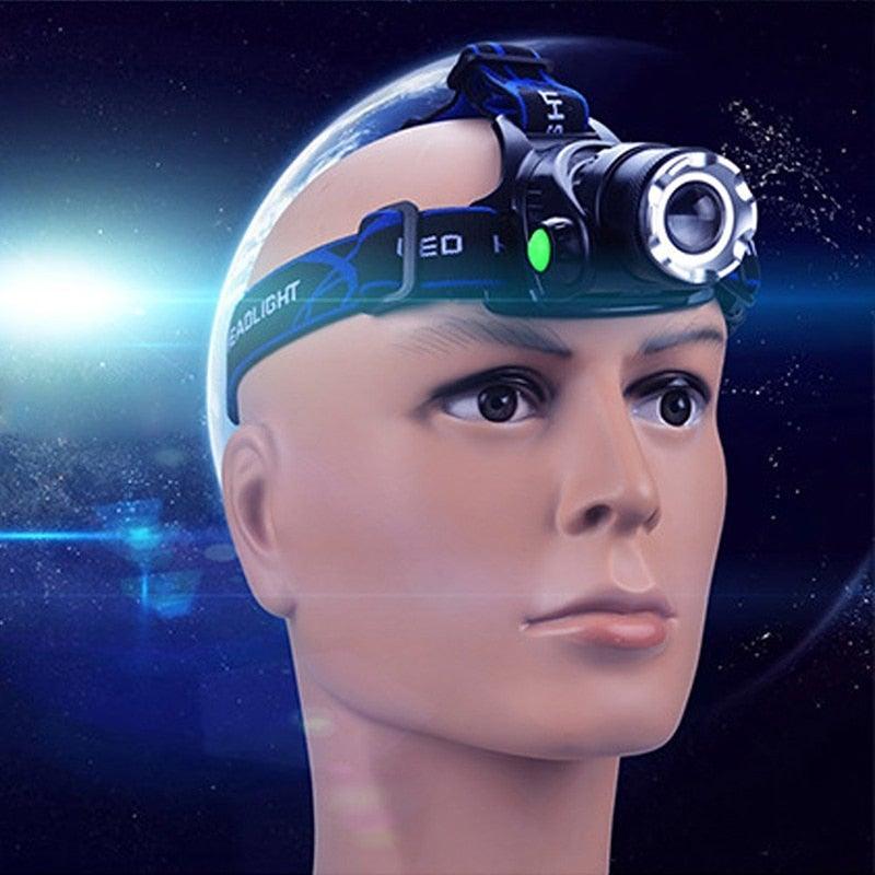 Adjustable Rechargeable Waterproof Brightest Zoomable LED Lightweight Hands Free Headlamp High Power For Adult Hunting Camping Running Hiking Riding Fishing Rechargeable T6 Chip Headlight