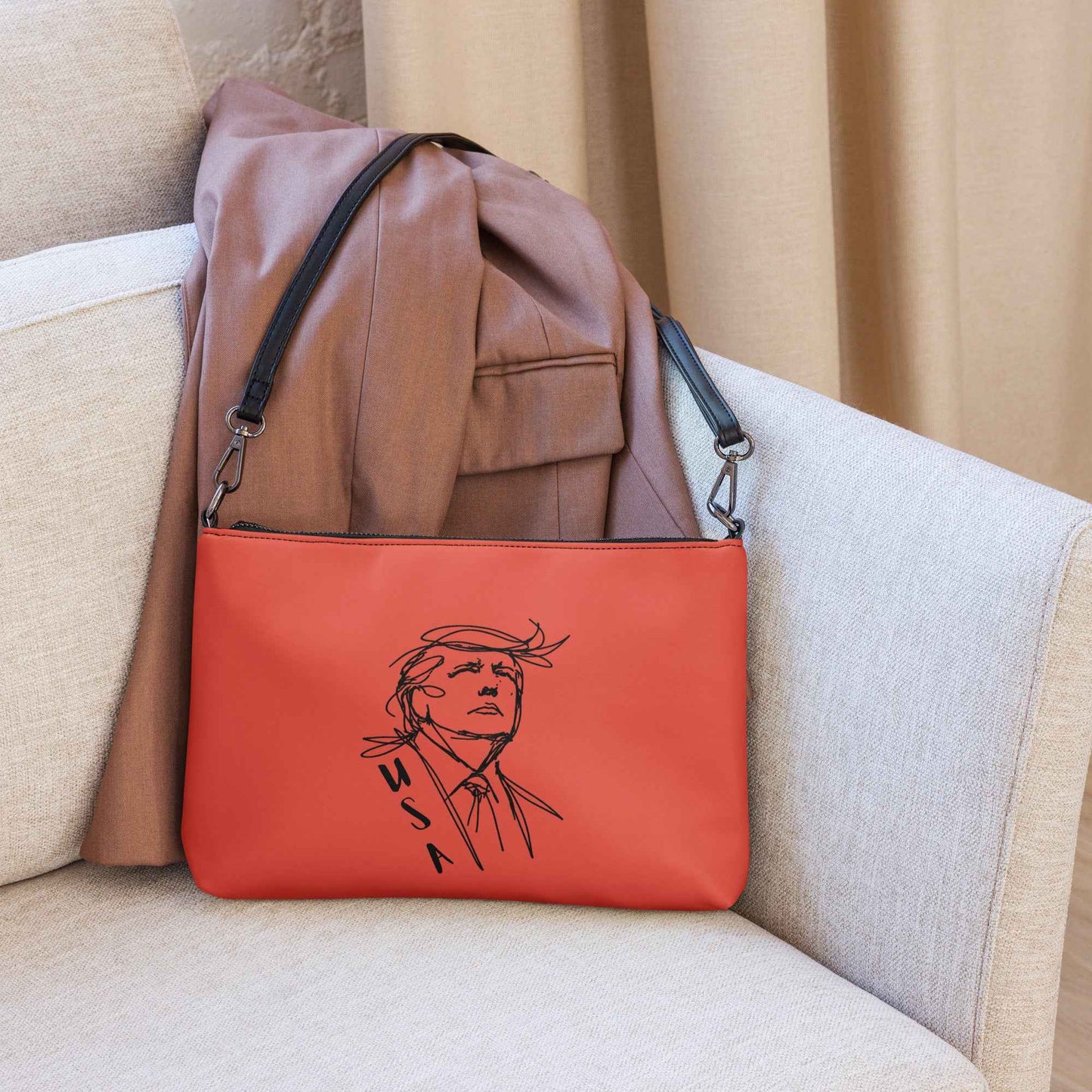 USA Swoop Crossbody Bag – Minimalist Line Art Statement Bag
