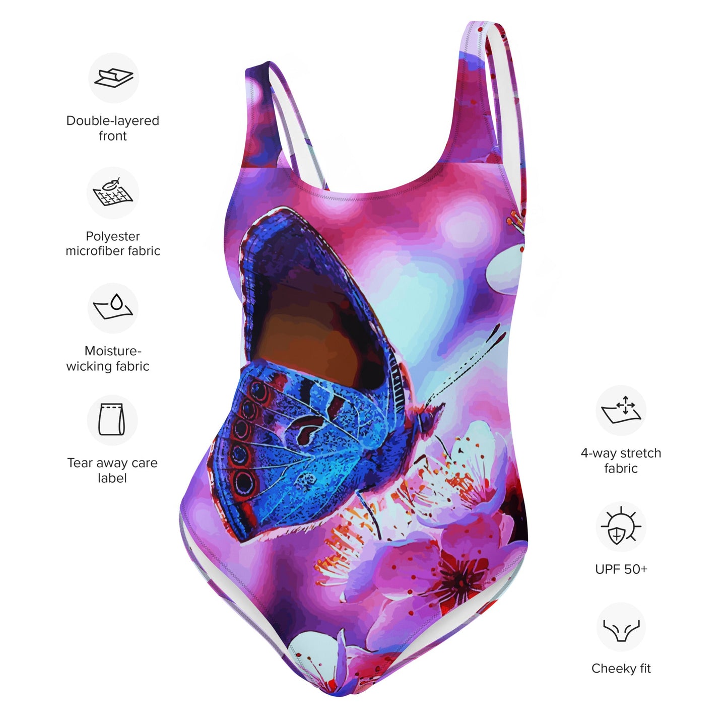 Beautiful Butterfly with Cherry Blossoms Beachwear One-Piece Swimsuit