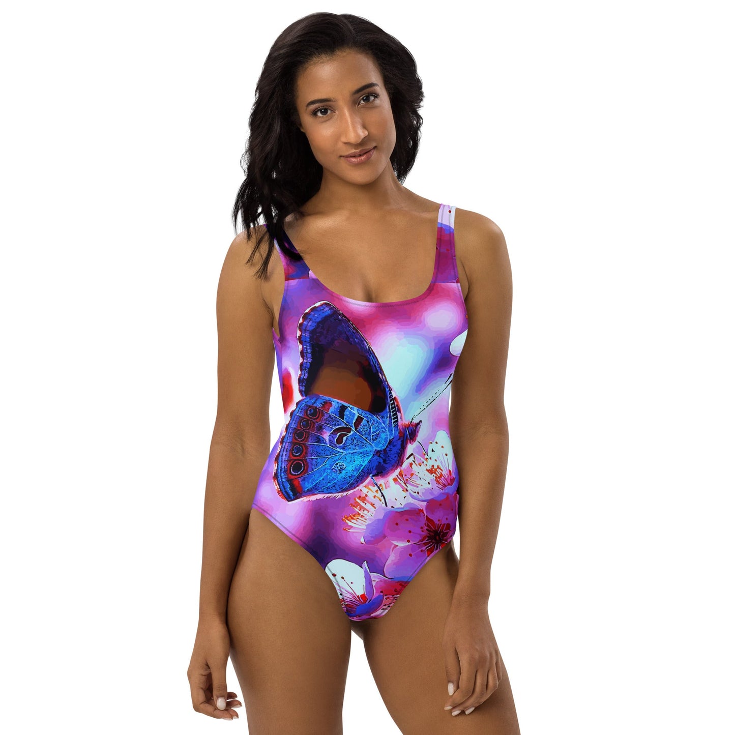 Beautiful Butterfly with Cherry Blossoms Beachwear One-Piece Swimsuit