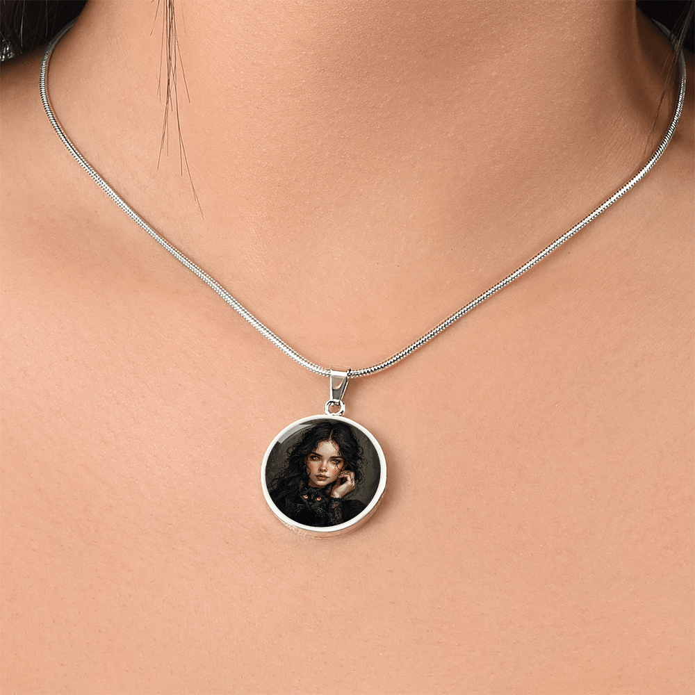 Amber Eyed Cat Lady Necklace for Cat Lovers
