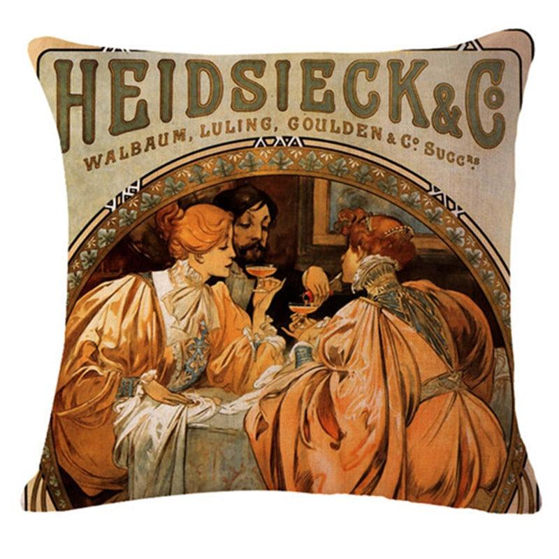 Art Renaissance Print Cushion Cover Throw Pillow Cover Home Decorative Cushion Case Beautiful Painting Art Pillow Case Home Decorative Sofa Car Chair Throw Pillow Case 45x45CM