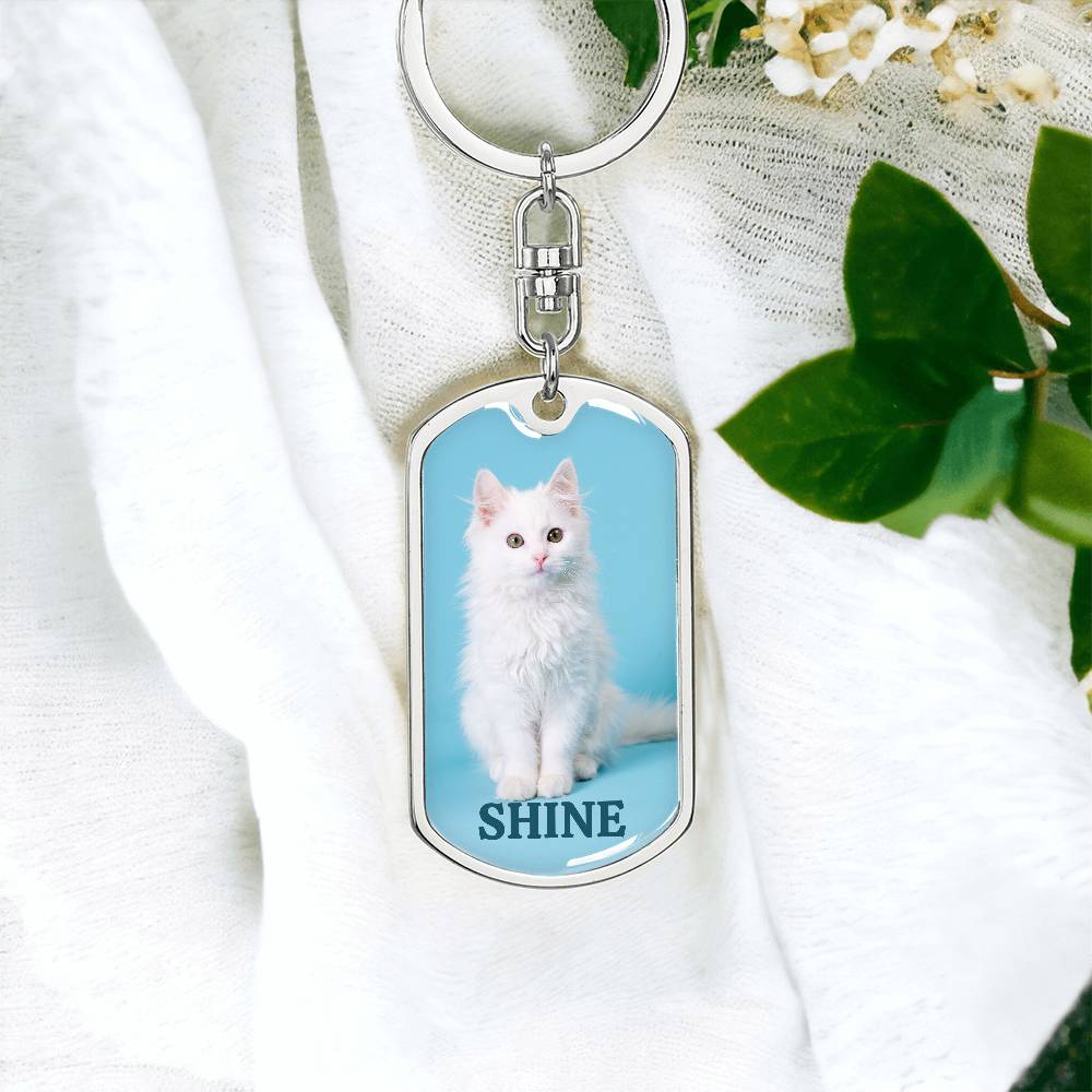 “Shine” White Kitten Keychain