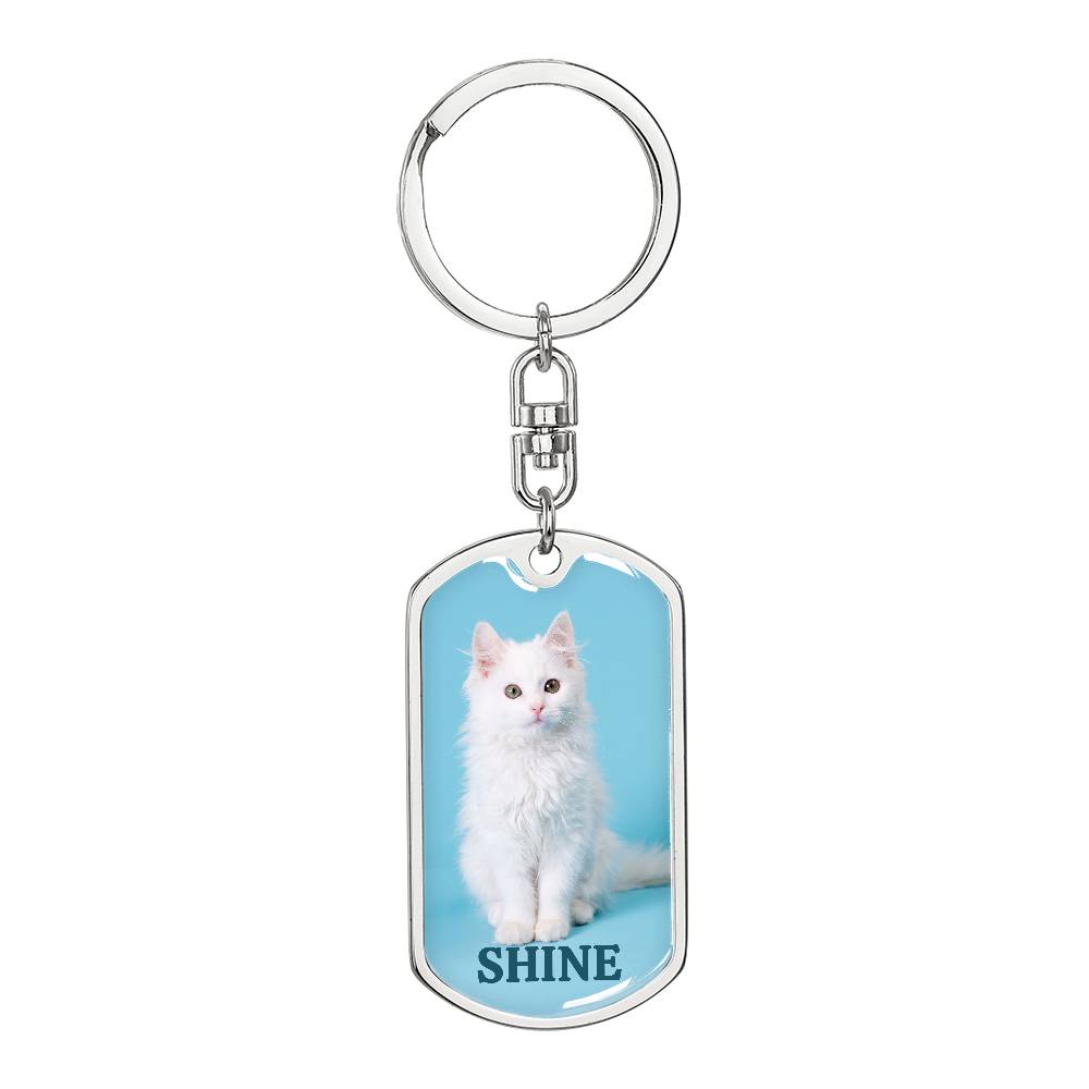 “Shine” White Kitten Keychain