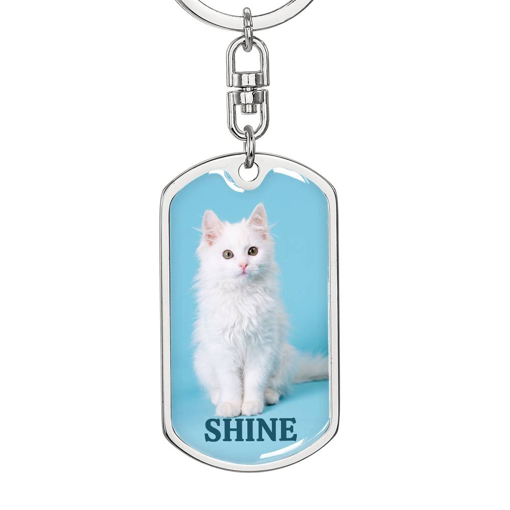 “Shine” White Kitten Keychain