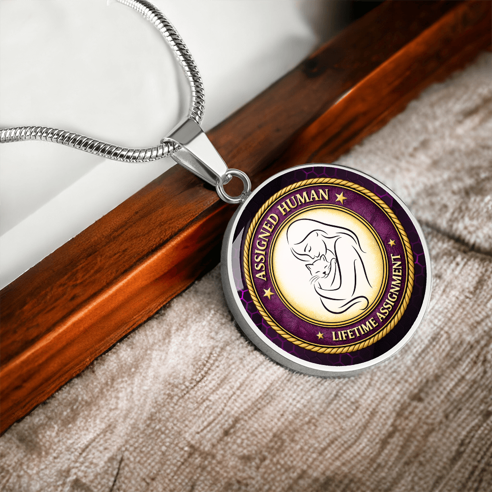 Assigned Human – Lifetime Assignment Necklace | Cat Lover Parody Pendant