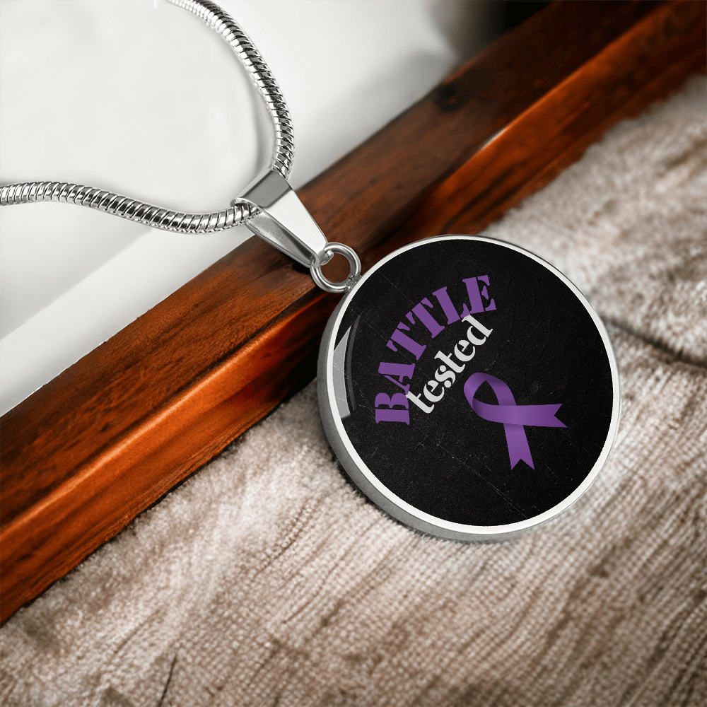 Battle Tested Epilepsy Awareness Circle Pendant Necklace
