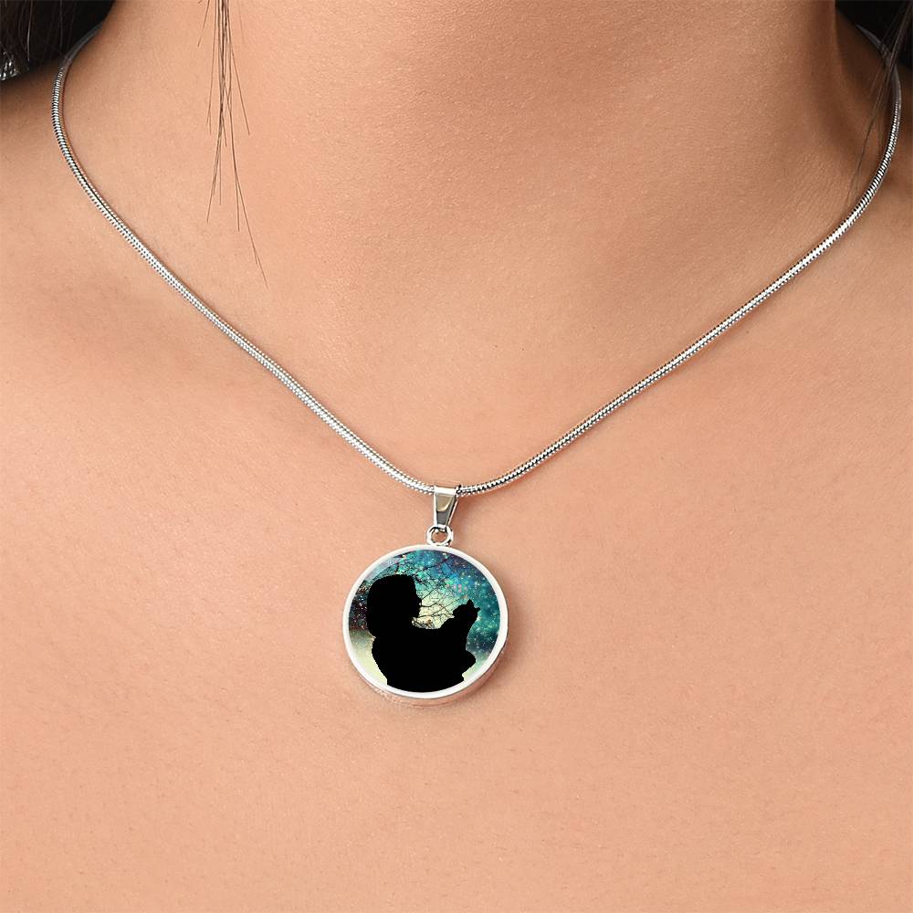 Christmas Silhouette Cat Lady Necklace