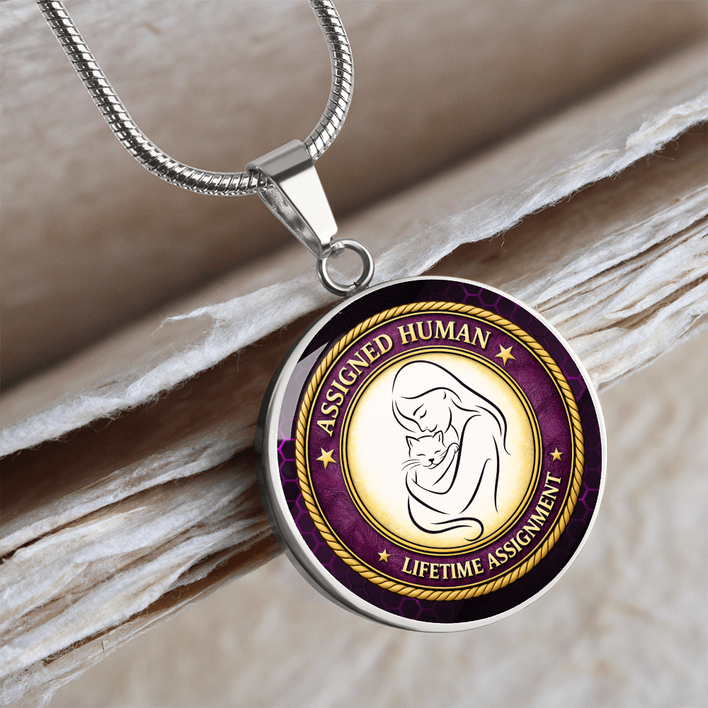Assigned Human – Lifetime Assignment Necklace | Cat Lover Parody Pendant