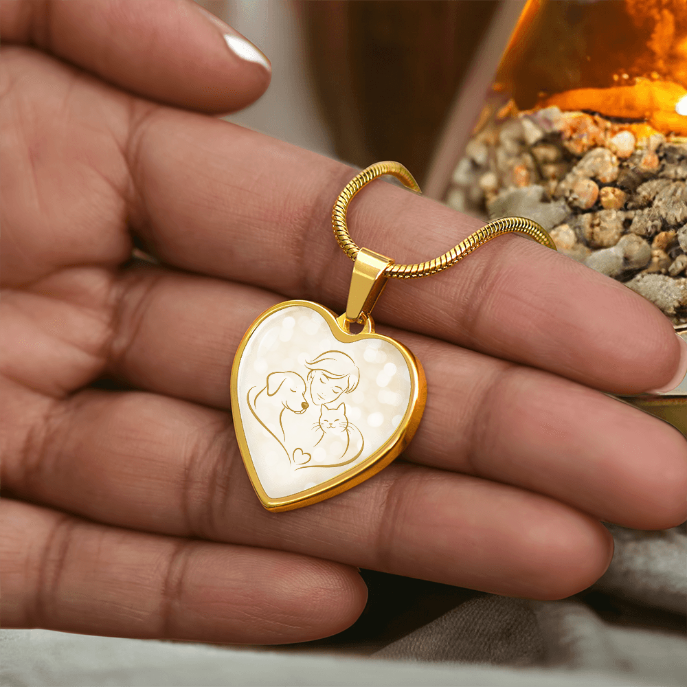 Pet Love Valentine Heart Necklace – Dog, Cat & Human Bond