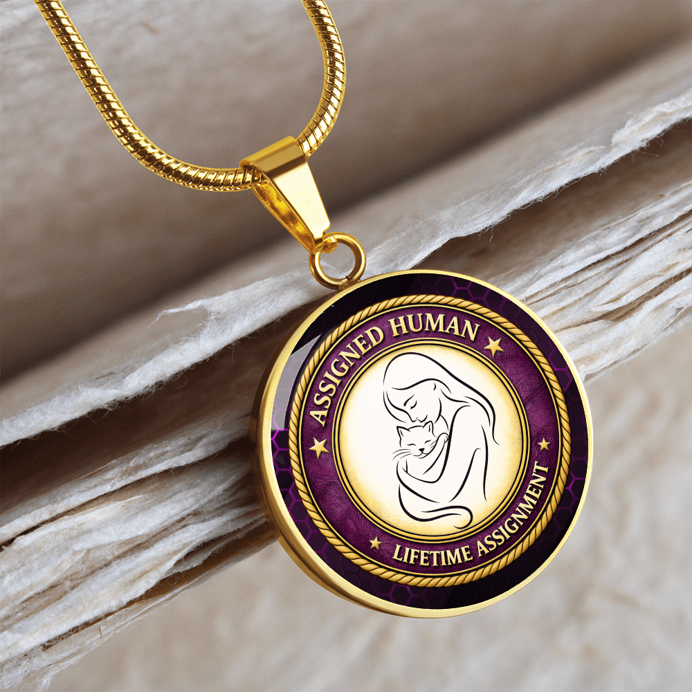 Assigned Human – Lifetime Assignment Necklace | Cat Lover Parody Pendant