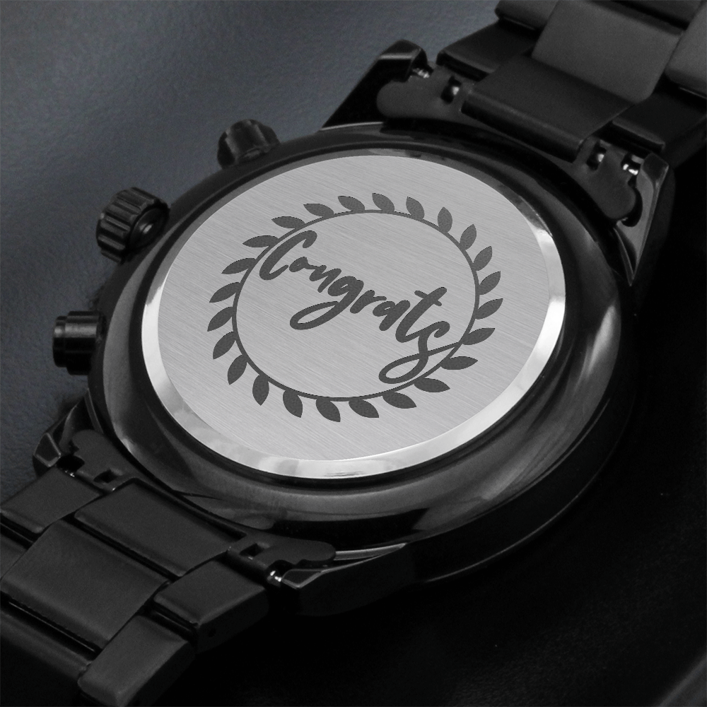 Congrats Engraved Black Watch Graduation Gift