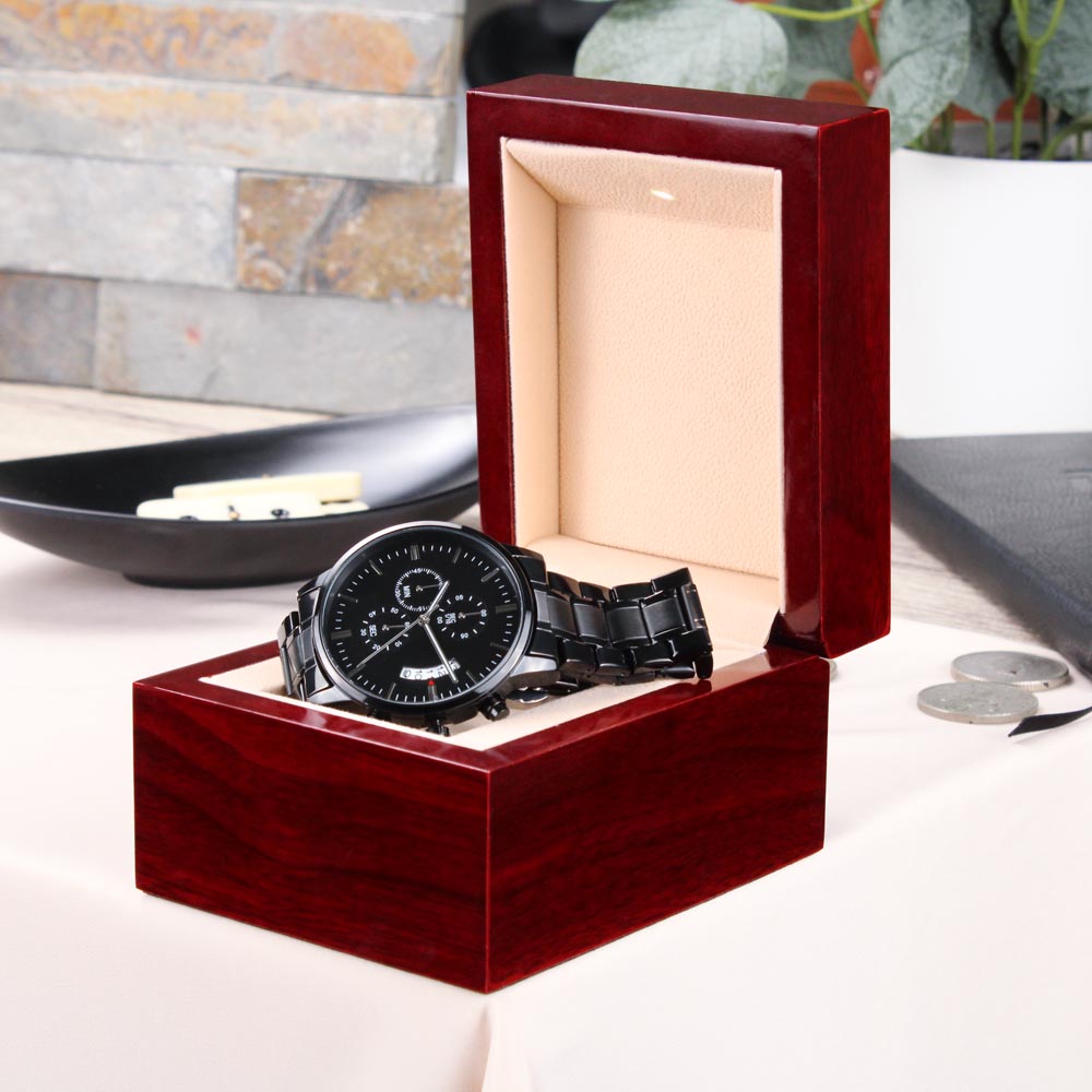 Be the Light Faith Based Engraved Black Chronograph Watch