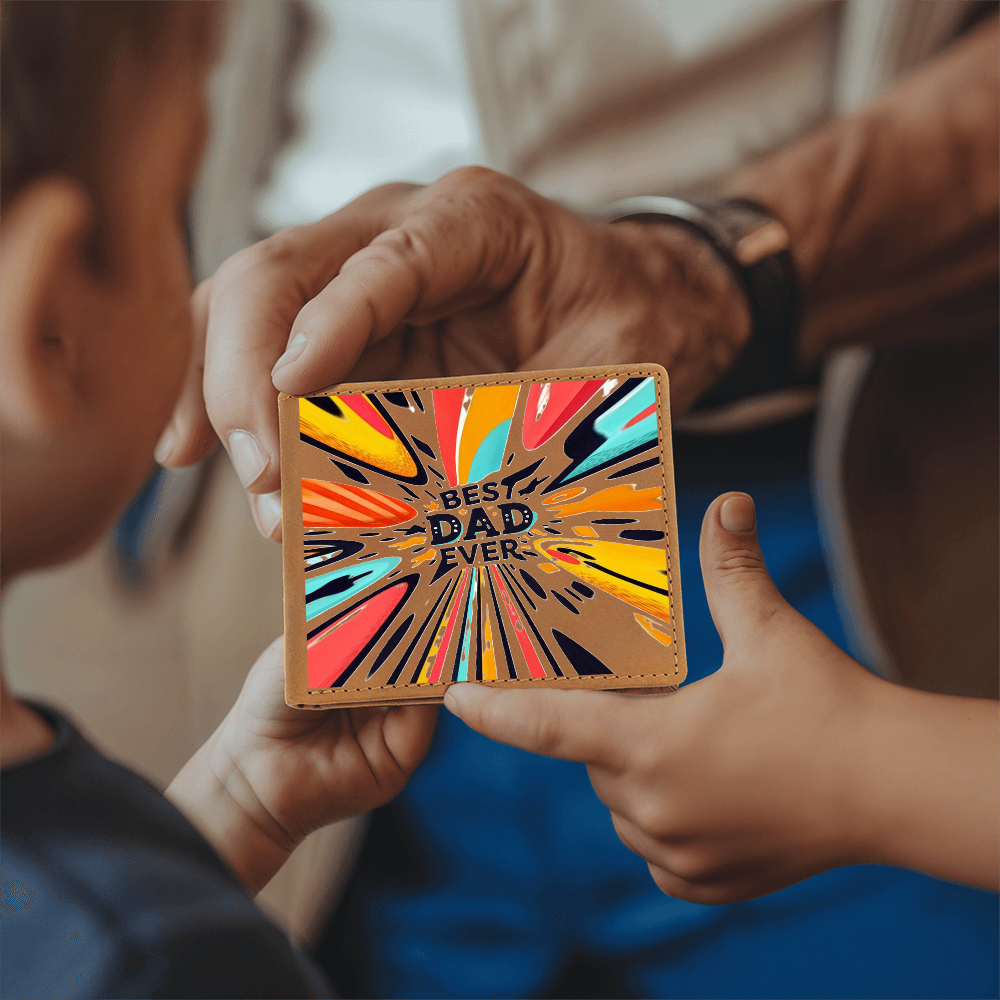 Best Dad Ever Colorful Streaks Graphic Leather Wallet