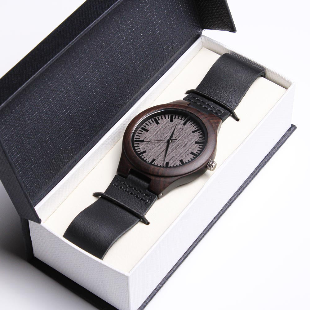 Checkered Dad Happy Father's Day Engraved Wooden Watch