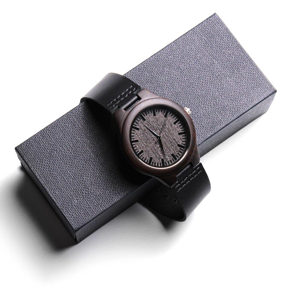 Dad Happy Father's Day Engraved Wooden Watch with Leather Strap