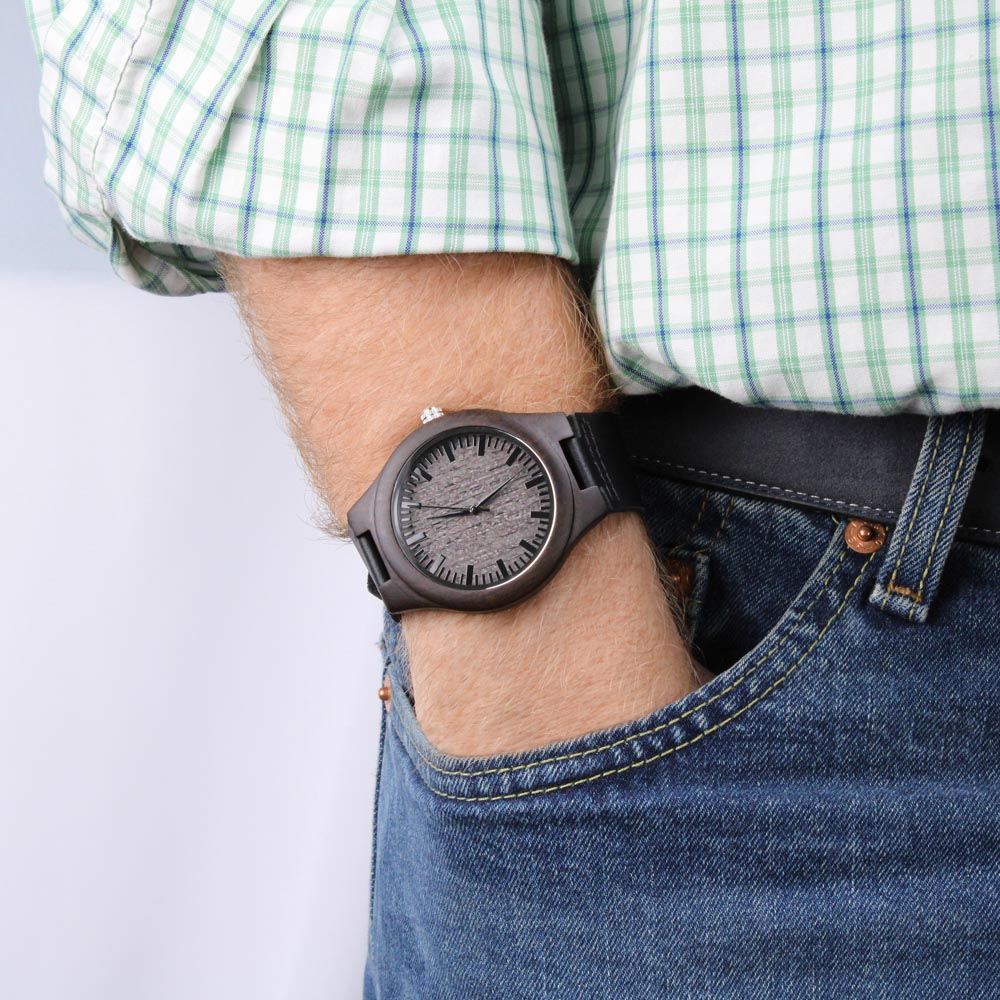 Trophy Husband Funny Engraved Wooden Watch