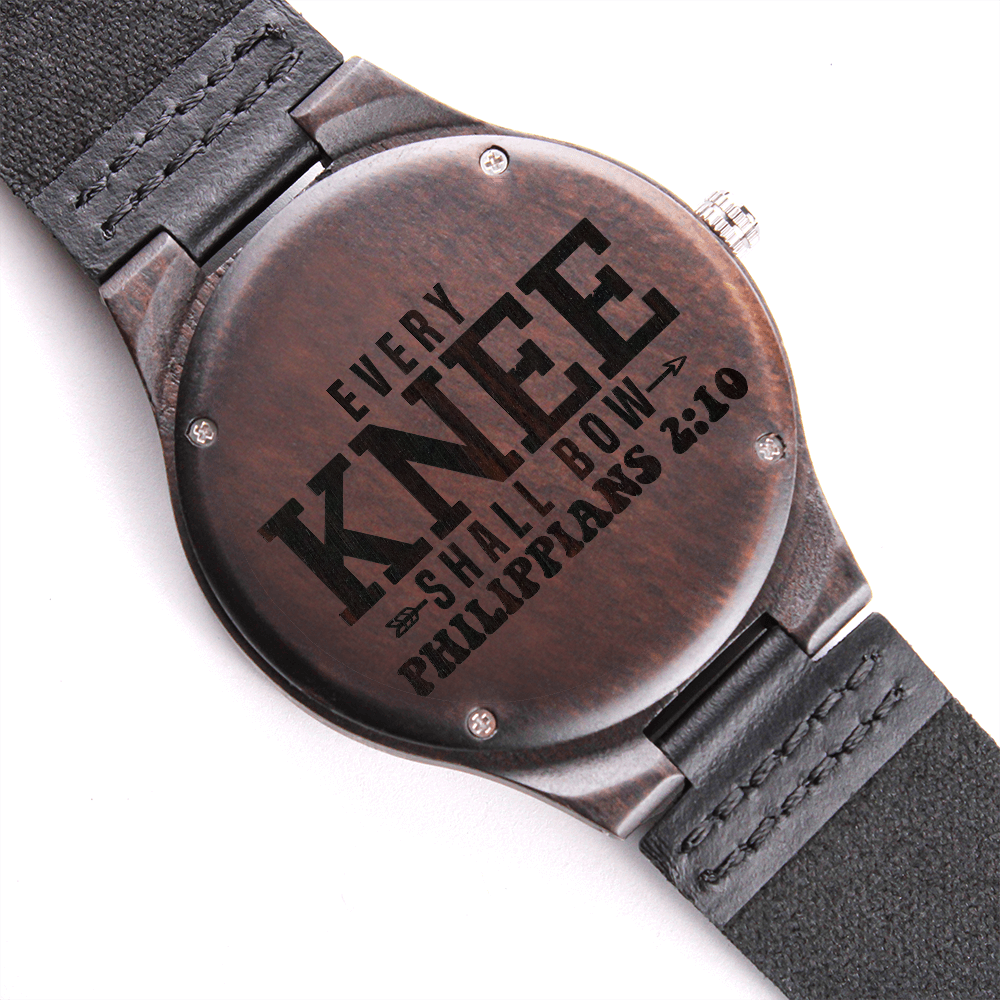 Every Knee Shall Bow Faith Based Engraved Wooden Watch