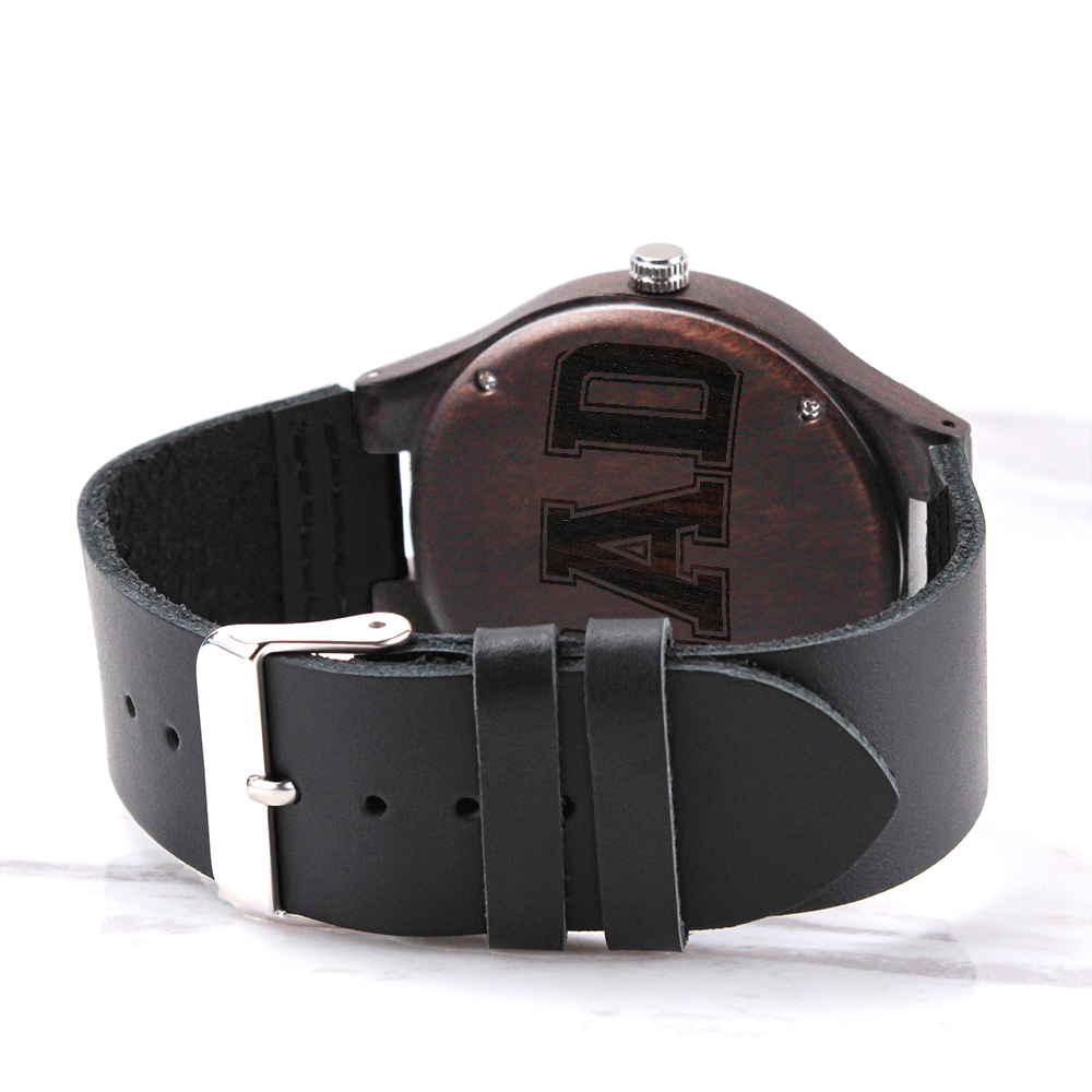 Dad Happy Father's Day Engraved Wooden Watch with Leather Strap