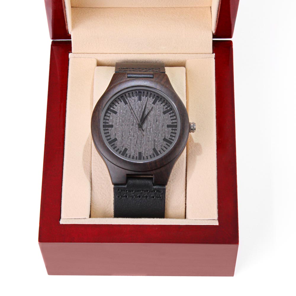 Happy Hanukkah Engraved Wooden Watch