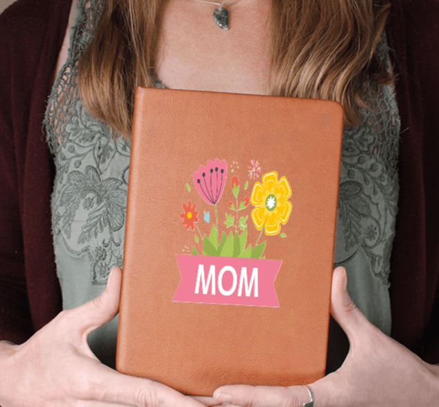 Mom with Flowers Graphic Leather Journal