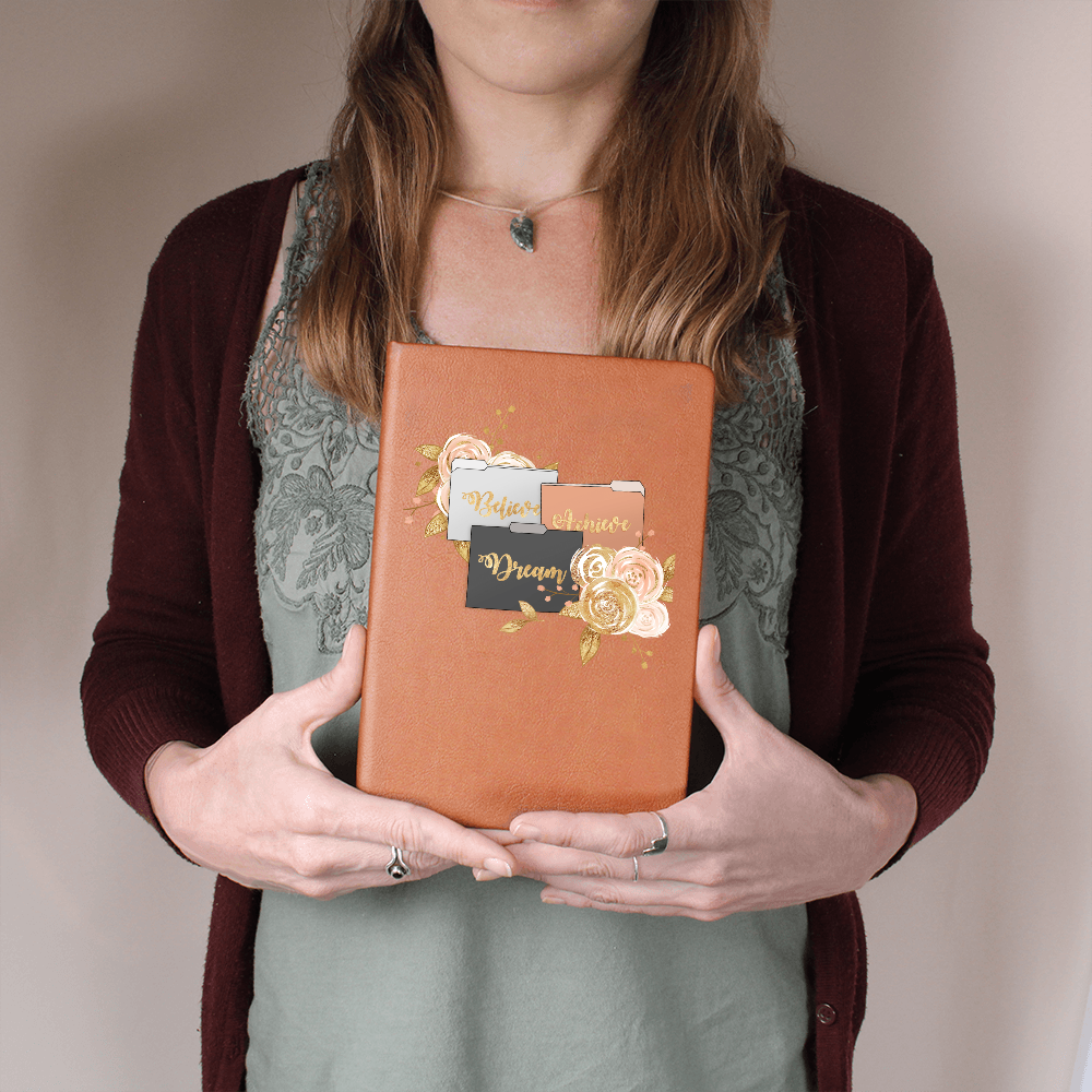 Believe Dream Achieve Graphic Leather Journal Notebook