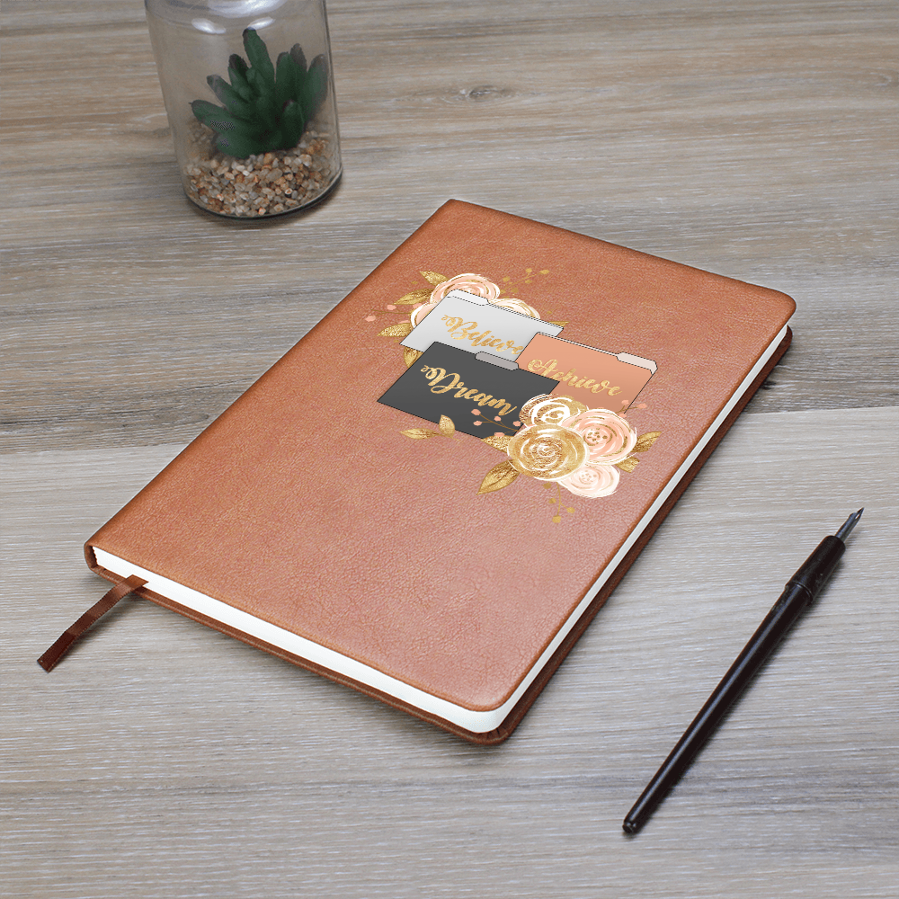 Believe Dream Achieve Graphic Leather Journal Notebook