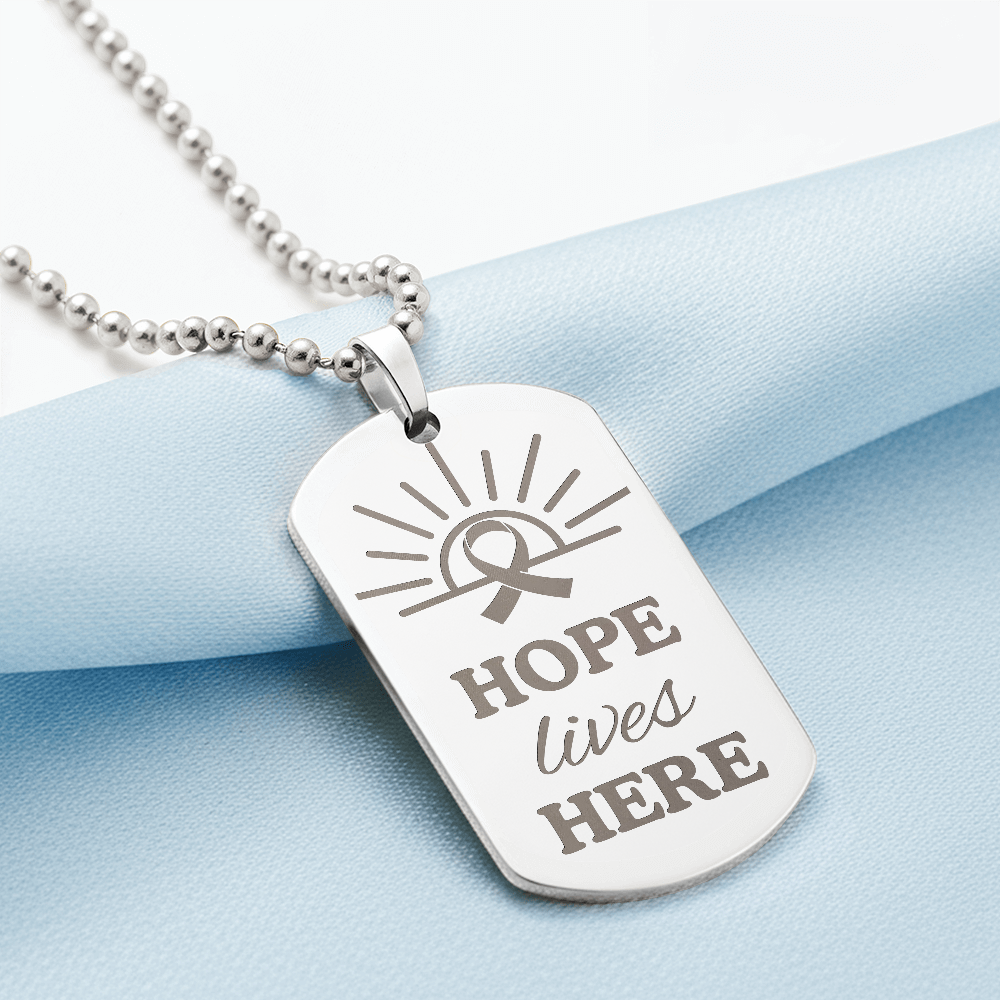 Hope Lives Here – Engraved Dog Tag Necklace